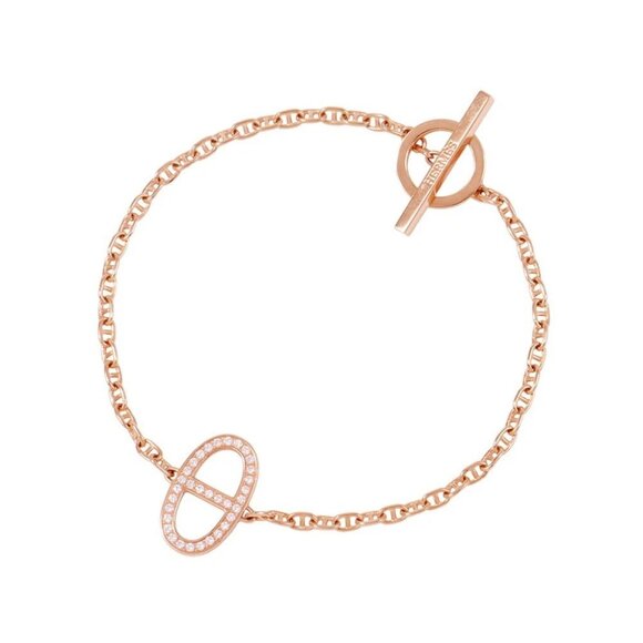 HERMES Chaine d'Ancre Contour Bracelet Size ST 18K Pink Gold H122404B 00ST - Picture 3 of 12